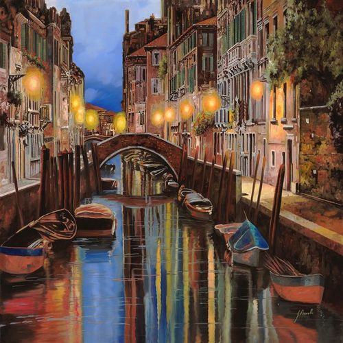 画威尼斯的夜景（威尼斯夜晚的美景）